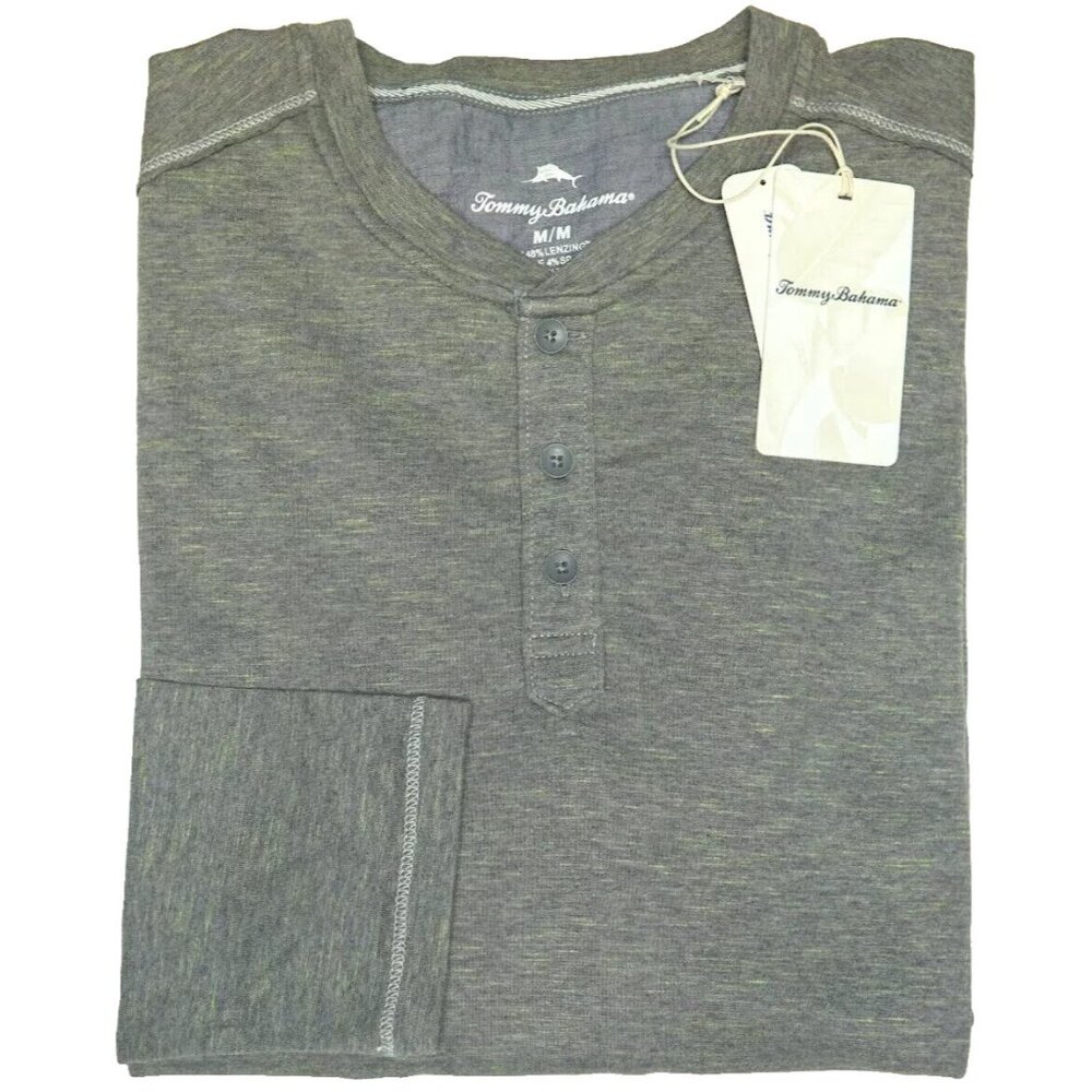 Tommy Bahama Mens Size M Cave Oahu Shores Henley Long Sleeve Tee Shirt - Picture 2 of 8